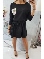 Šaty s flitrovou kapsou černé