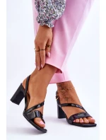 Dámské lakované sandály na podpatku Černá Carrie Dámské lakované sandály na podpatku Černá Carrie
