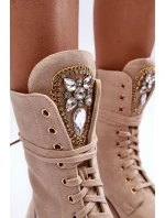 kožené workery s bižuterní ozdobou Bežové Marx kožené workery s bižuterní ozdobou Bežové Marx