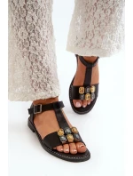 Elegantní Dámské Sandály S Ozdobnými Detaily S.Barski KV27-030 Černé