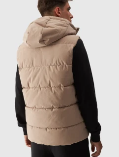 Pánský Péřový Bezrukávník S Kapucí Béžový 4FWAW24TVJAM144-83S