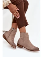 Dámské kotníkové boty na nízkém podpatku Vinceza 39961 béžové