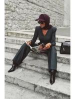 M883 Kombinéza džínového vzhledu - grafitová