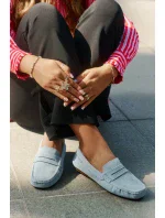 Dámské mokasíny z broušené kůže Big Star – modré