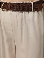 Dámské kalhoty z lyocellu se širokými nohavicemi, béžové, FashionStreet UY3068 Dámské kalhoty z lyocellu se širokými nohavicemi, béžové, FashionStreet UY3068