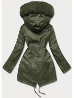 Dámská bunda parka v army barvě s kožešinou (5m762-136) Dámská bunda parka v army barvě s kožešinou (5m762-136)