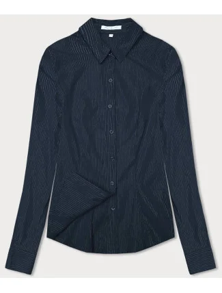 Tmavě modrá dámská košile se stříbrnými proužky (AWT0111)