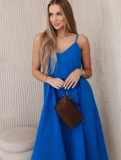 Mušelínové šaty na ramínka chrpově modrá