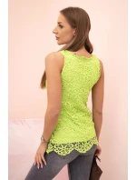 Dámská halenka s krajkou bez rukávů zelený Dámská halenka s krajkou bez rukávů zelený