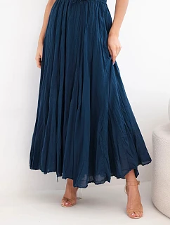 Dámská maxi bavlněná sukně s gumičkou v pase námořnická modrá