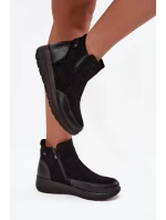 Dámské kotníkové boty na zip Vyhřívané kožešinou Černé Breena