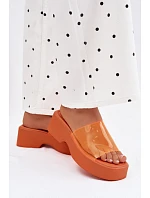 Dámské sandály na platformě s průhledným páskem Oranžové Selestia