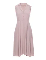 S409 Košilové šaty ve fitted střihu - béžové