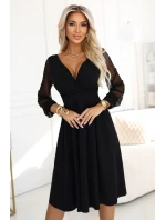 Elegantní midi šaty 657-1 černé - Numoco