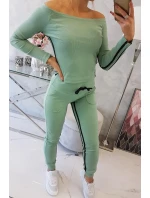 Sada s dvojitými pruhy tmavě mátová