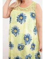 Dámské šaty Plus Size z viskózy s květinovým vzorem a s krajkovým výstřihem světle zelená