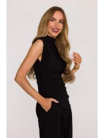 M890 Souprava s projmutým topem a širokými kalhotami - černá