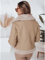 Dámská zimní bunda ramoneska s kožešinou béžová FashionStreet TY4993 Dámská zimní bunda ramoneska s kožešinou béžová FashionStreet TY4993
