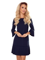 LUCY - Tmavě modré pohodlné dámské plisované šaty 228-9