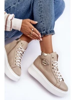 Dámské vysoké tenisky na zip Lemar Bež Katerin