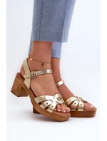 Dámské sandály na podpatku z eko kůže zlaté Assames
