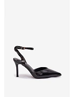 Dámské lakované lodičky LE149P - černé Laretta