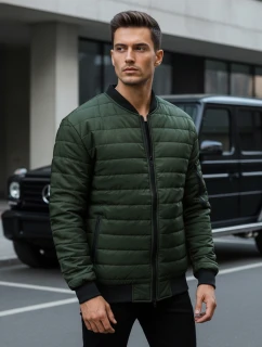 Pánská prošívaná bunda bomber zelená TX2211A