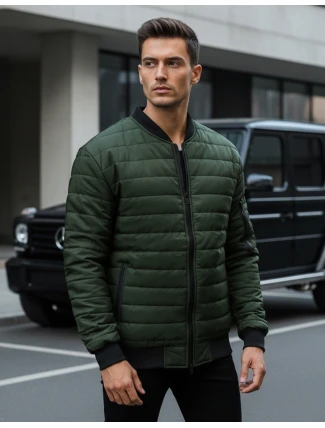 Pánská prošívaná bunda bomber zelená TX2211A