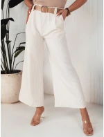 Dámské kalhoty s širokými nohavicemi ALZUR ecru FashionStreet UY1898 Dámské kalhoty s širokými nohavicemi ALZUR ecru FashionStreet UY1898