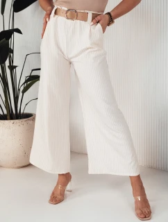 Dámské kalhoty s širokými nohavicemi ALZUR ecru FashionStreet UY1898