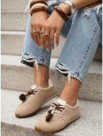 Dámské semišové tenisky s ozdobnými lodičkami béžové FashionStreet ZY1411