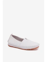 Kožené dámské polobotky LR61-7051 Bílé