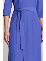S396 Šaty se zavinovacími detaily ve střední délce - modré S396 Šaty se zavinovacími detaily ve střední délce - modré