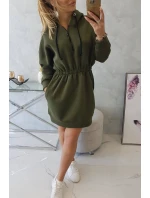 Zateplené šaty s kapucí khaki