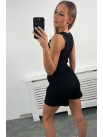 Pruhovaná souprava se šortkami černá