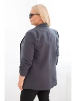 Dámská sako Plus Size bez zapínání s podšívkou XL/2XL grafitová