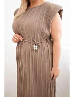Dámské Plus Size viskózové plisované šaty s vázáním fango
