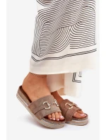 Dámské Sandály Na Platformě Se Zlatou Dekorací A Brilanty Khaki Morisela