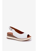 Kožené Sandály Na Klínu Artiker 56C2317 Bílé