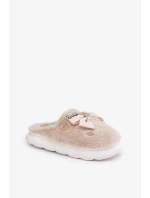 Futrzané Pantofle S Mašlí A Brožemi Béžové Annalira