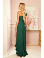 Tmavě zelené dlouhé dámské šaty přes jedno rameno ve španělském stylu 317-3