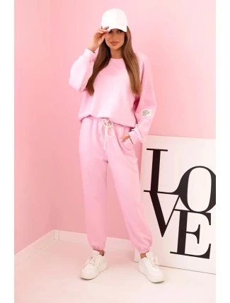 Komplet teplákové + kalhoty máslová látka bonbónově růžová