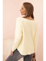 Svetr dámský z viskózy s výstřihem do V citronový