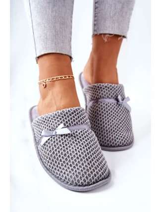 Dámské Pantofle S Mašlí šedé Evira