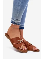 Dámské Plné Sandály S Dekorativním Detalem Hnědé Amiresna Dámské Plné Sandály S Dekorativním Detalem Hnědé Amiresna