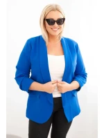 Dámská sako Plus Size bez zapínání s podšívkou XL/2XL chabrová