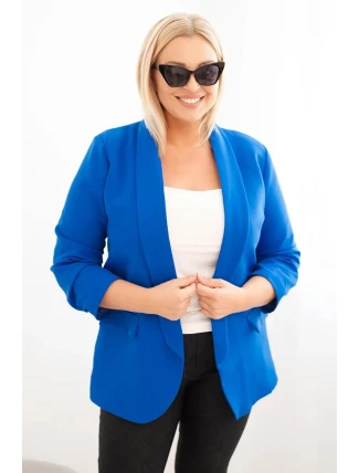 Dámská sako Plus Size bez zapínání s podšívkou XL/2XL chabrová