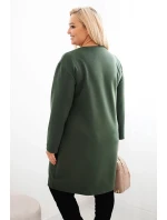 Dámské šaty Plus Size máslo s kapsou a rukávem 3/4 khaki