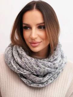 Dámský vlněný melírovaný silný zimní šál KN24 šedý+fialový