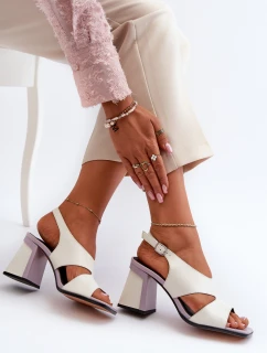 Dámské sandály na podpatku bílé D&A MR38-153